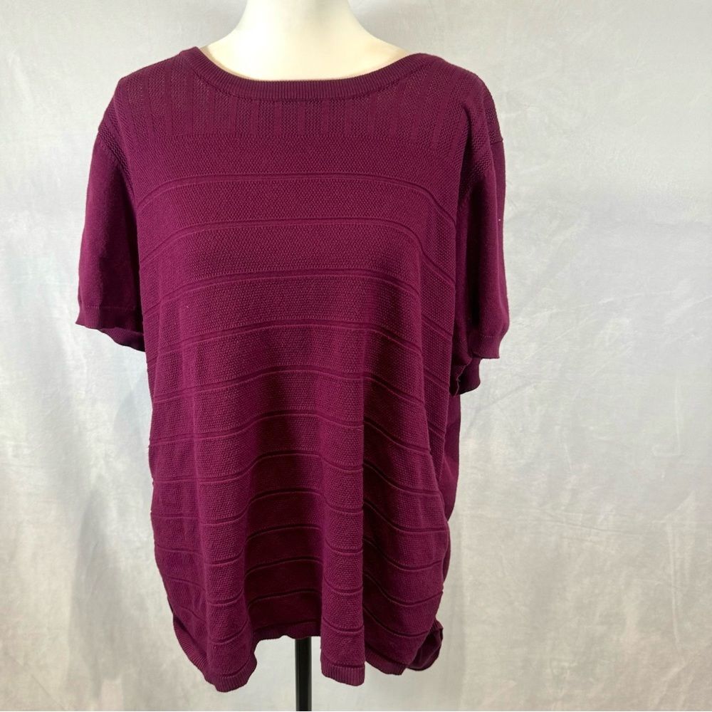 Lane Bryant burgundy wine short sleeve knit sweater top size 22/24